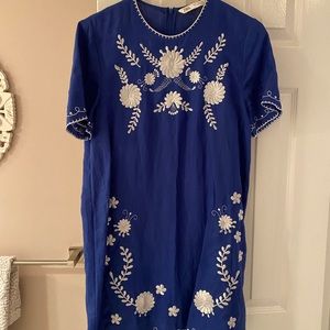 Zara blue printed shift dress